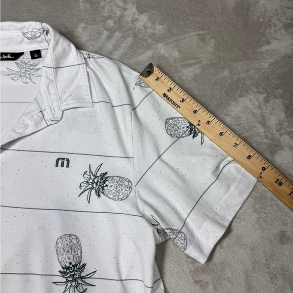 Travis Mathew Men’s Pineapple White Grey Striped Golf Athleisure Polo Size Large - Picture 8 of 15